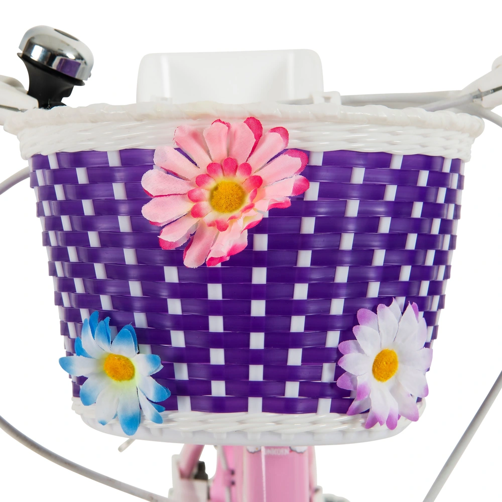 Revêtement de panier de vélo réversible : fleurs papillon et