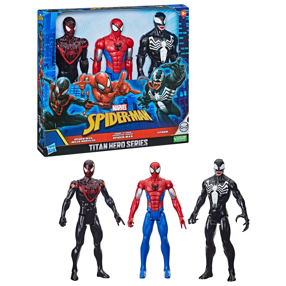 Marvel Spider-Man Titan Hero Series Miles Morales, Spider-Man and Venom | Smyths  Toys UK