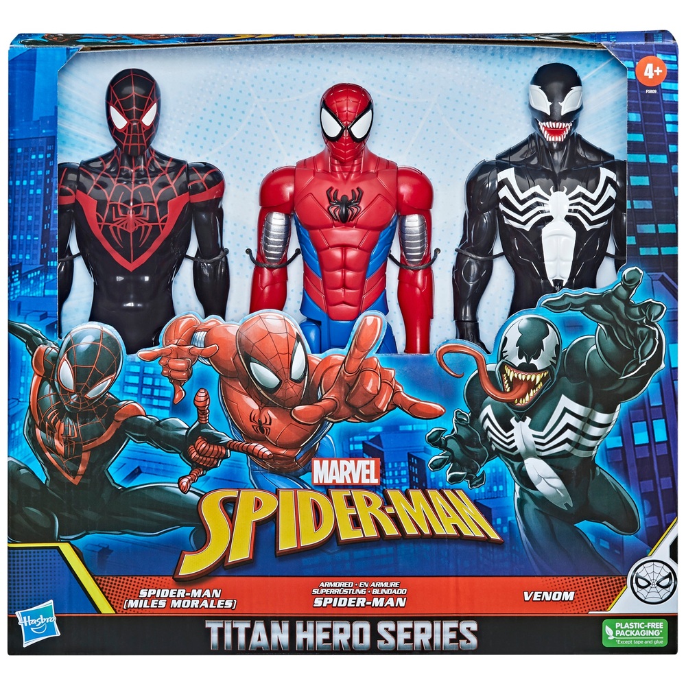 Marvel Spider-Man Titan Hero Series Miles Morales, Spider-Man and Venom |  Smyths Toys UK