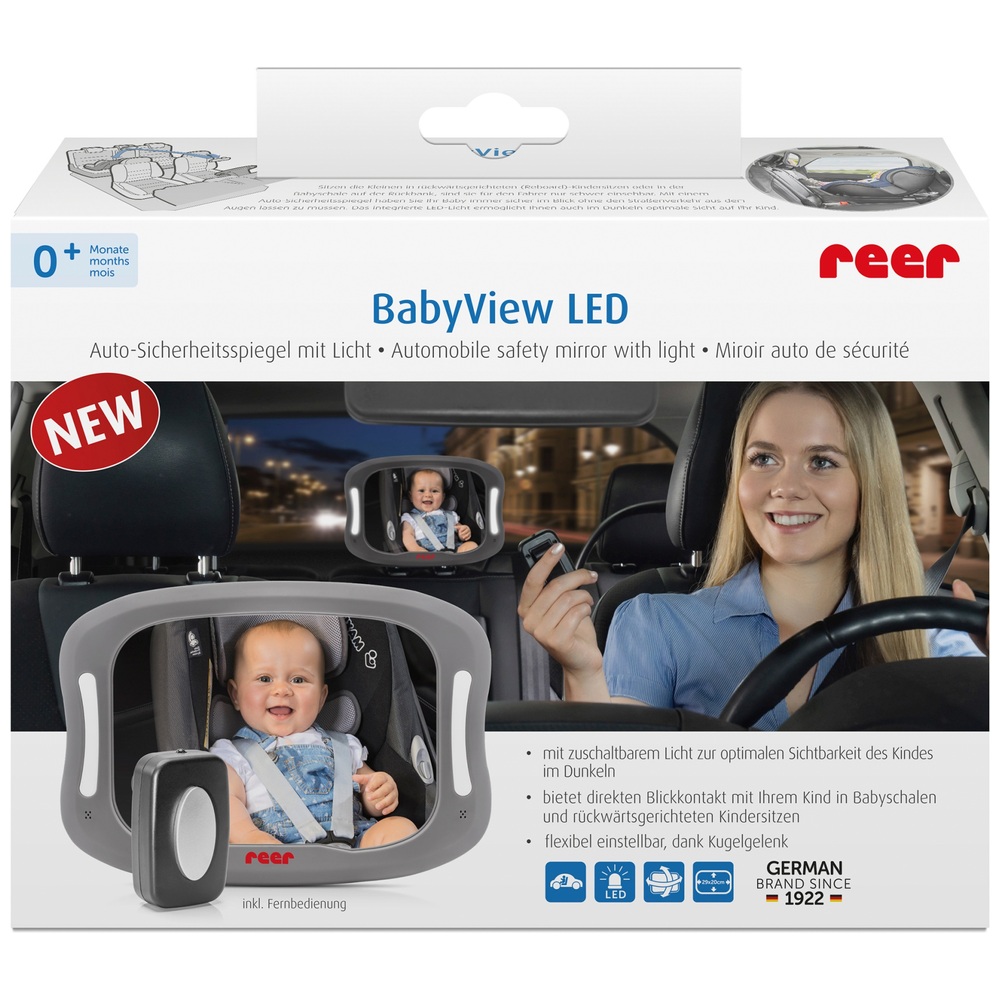 reer BabyView Baby Schweiz LED Toys Auto-Sicherheitsspiegel Smyths | Rückspiegel mit Licht