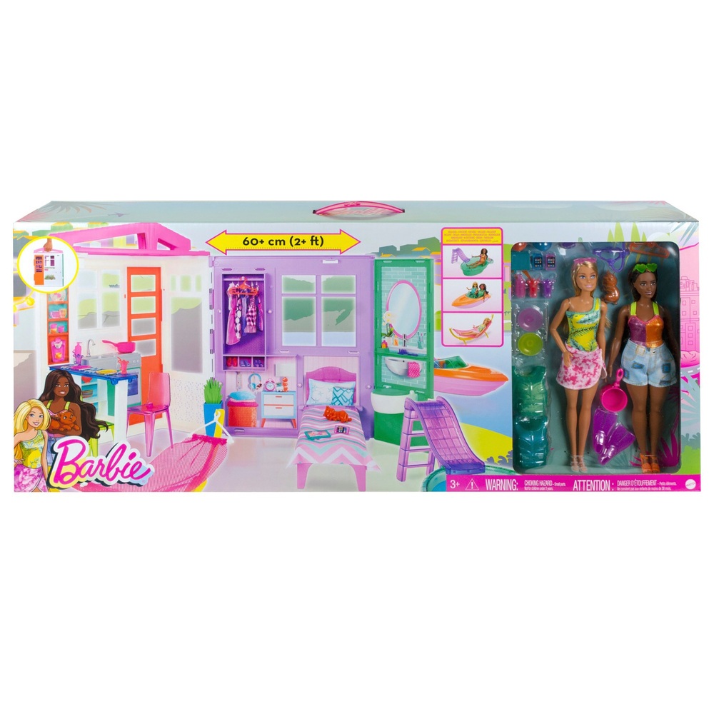 Barbie Doll Beach House Barbie Dollhouse And Furniture Set With 3