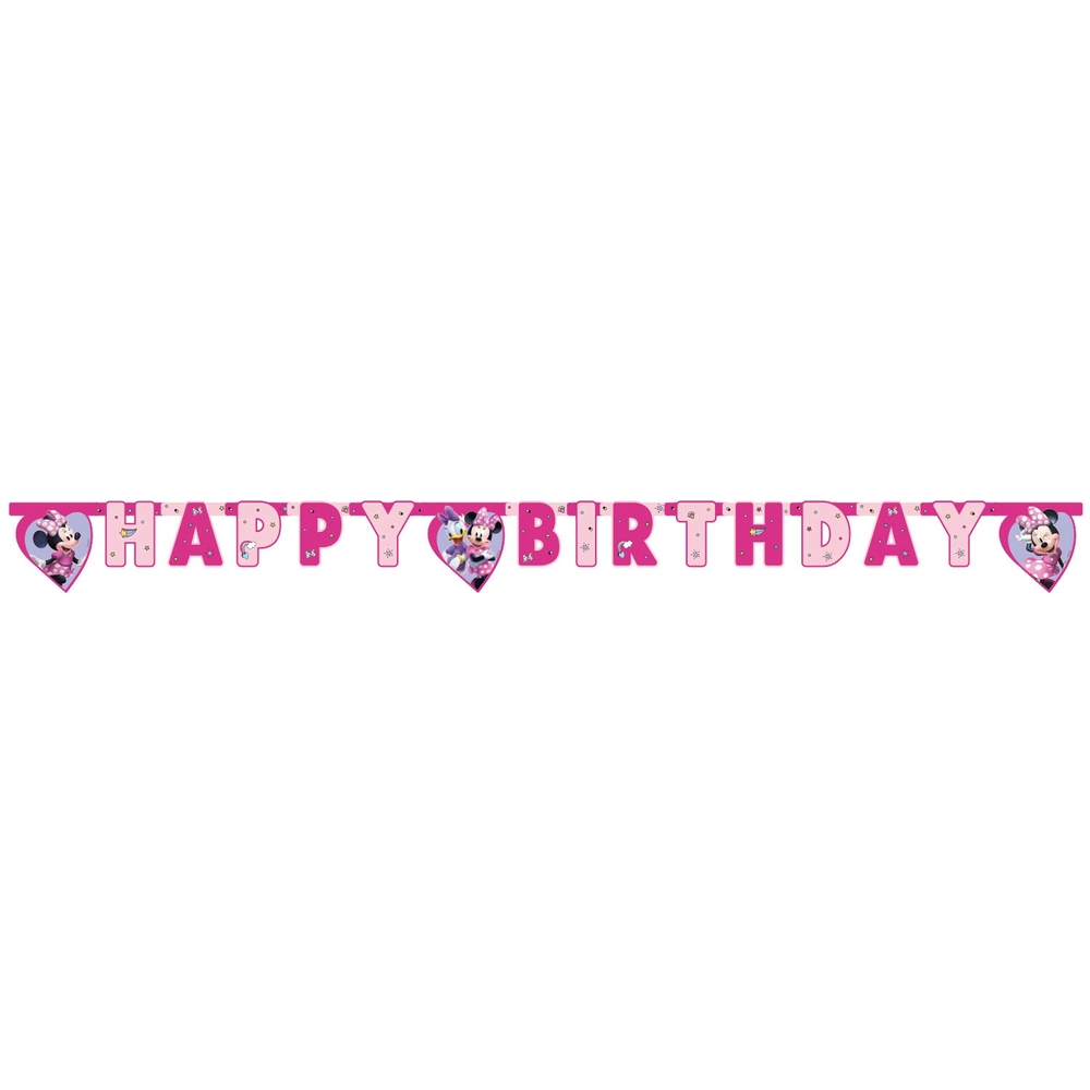 nederlaag Verlichting Steen Disney Minnie Mouse Happy Birthday slinger roze | Smyths Toys Nederland