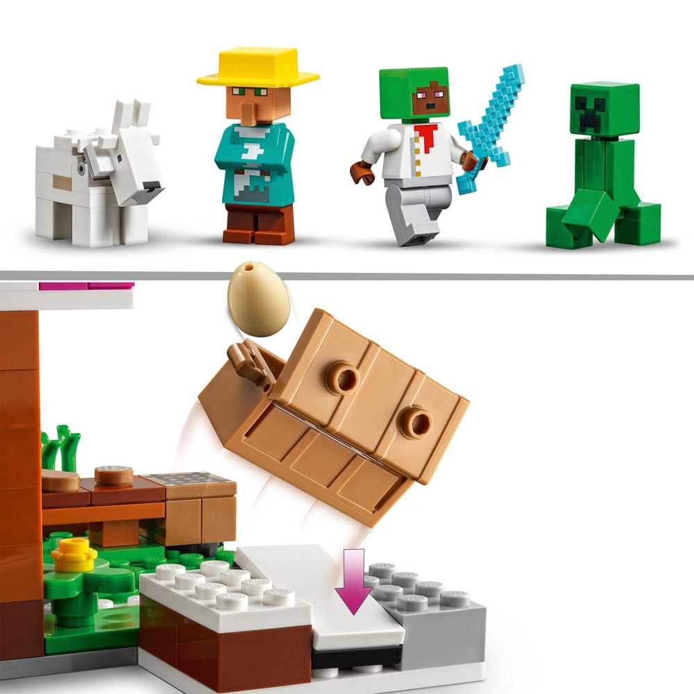 Cadeau Anniversaire Garçons et Filles de 8 Ans et Plus Figurines de Creeper Jouet de Village LEGO 21184 Minecraft La Boulangerie Épée et Animal 
