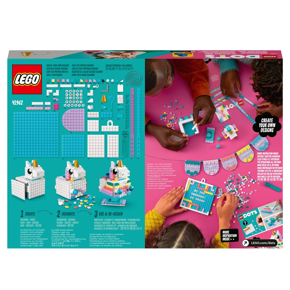 LEGO 41962 DOTS Unicorn Creative Family Pack Toy Crafts Set | Smyths ...