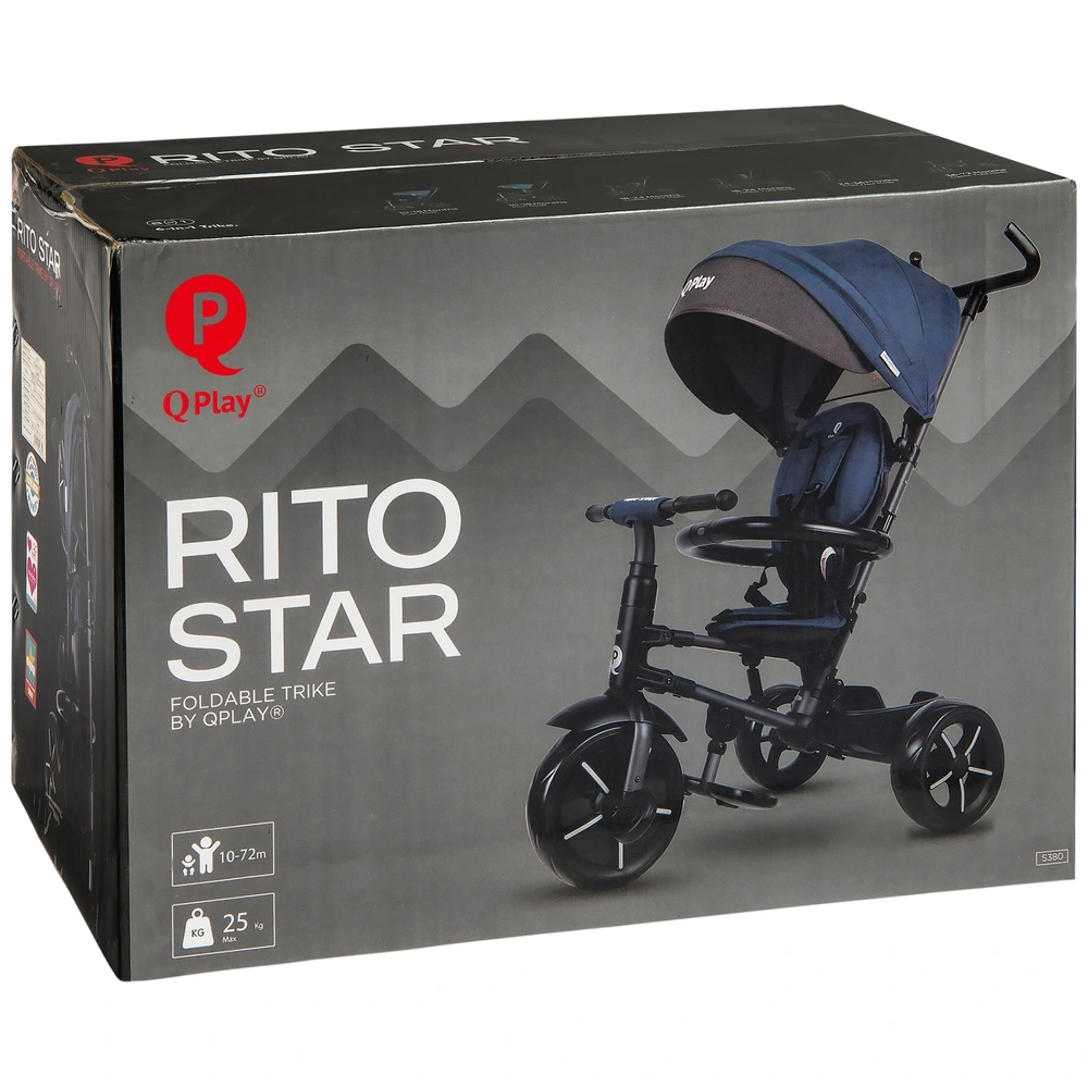 QPlay Rito Star Folding Trike Blue Smyths Toys UK