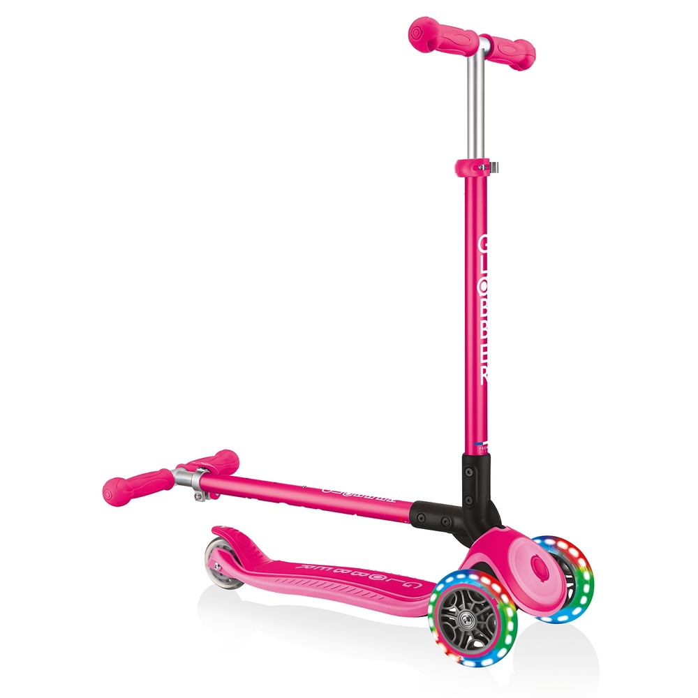 Globber PRIMO FOLDABLE PLUS LIGHTS Scooter Fuchsia Pink | Smyths Toys