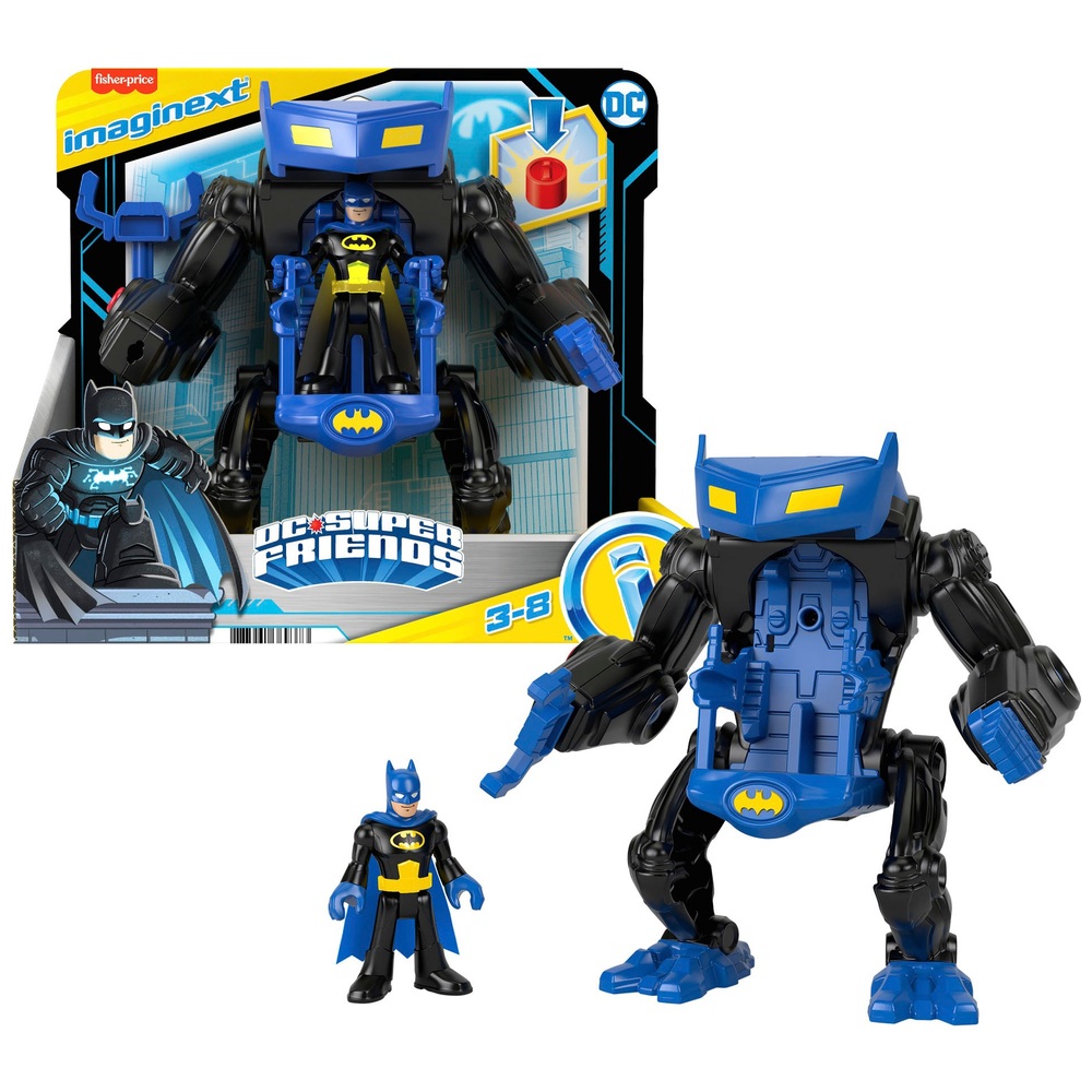 nariz Sala Bajar Imaginext DC Super Friends Batman Battling Robot and Figure | Smyths Toys UK