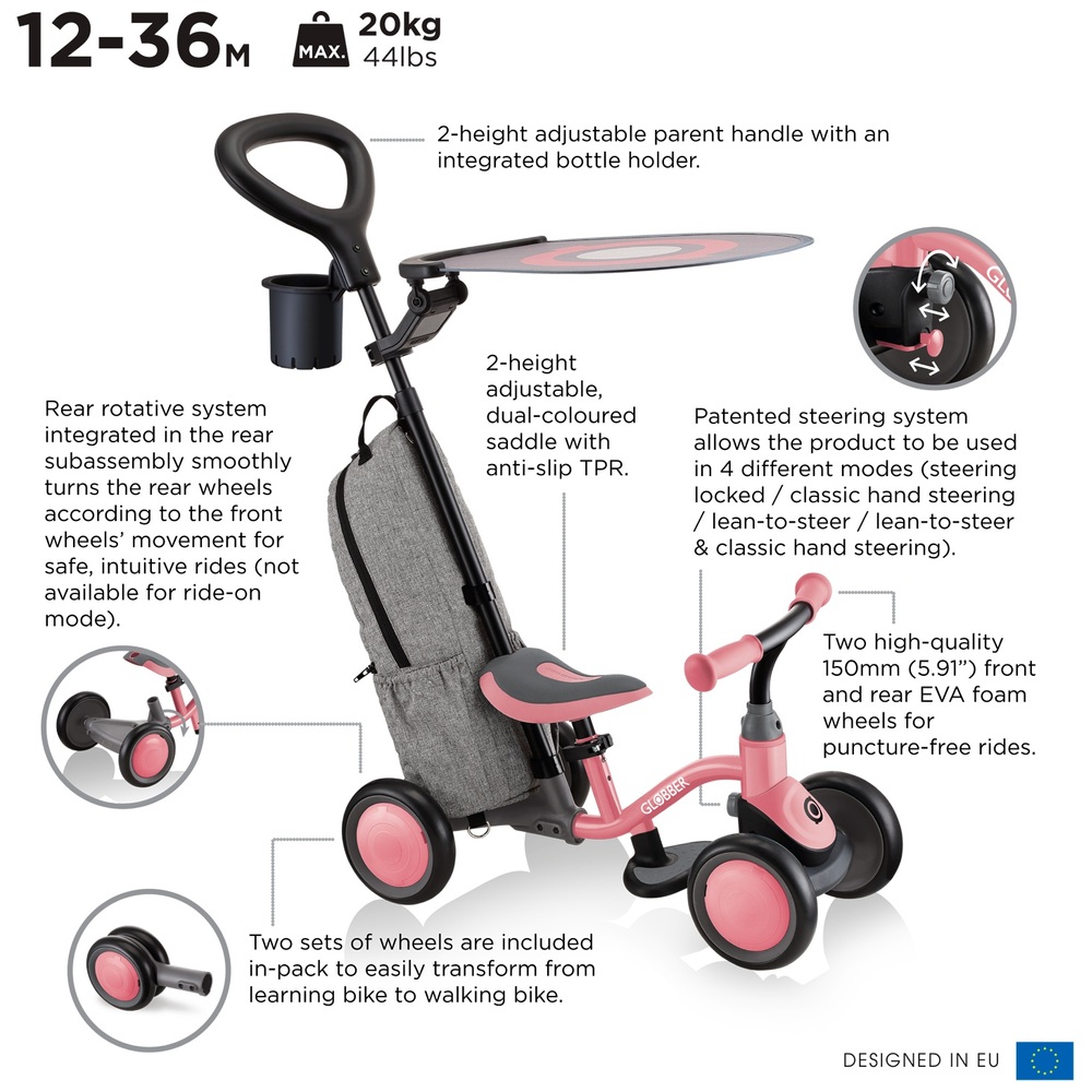 Globber Learning Bike 3in1 Deluxe pink Smyths Toys Österreich Globber Learning Bike 3in1 Deluxe pink Smyths Toys Österreich