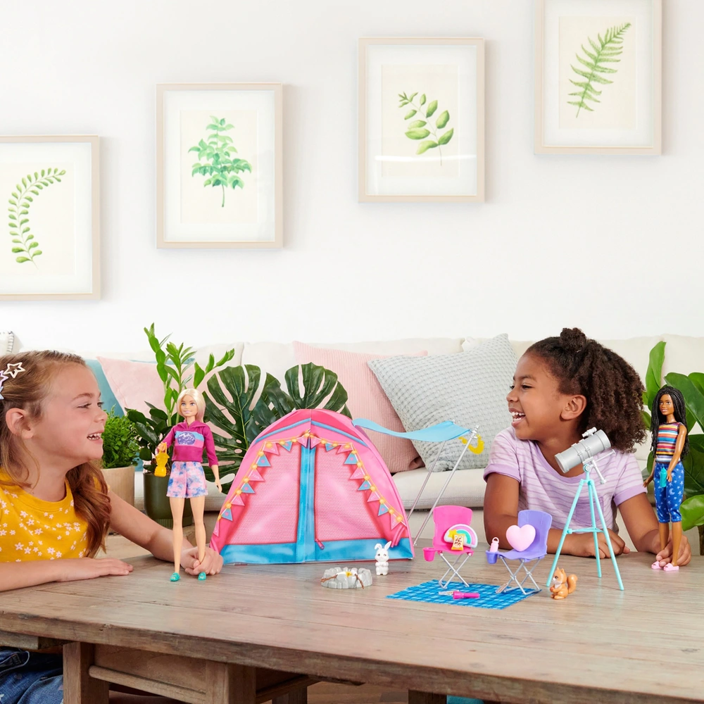 Barbie Let's Go Camping Tent Playset with Dolls Smyths Toys UK