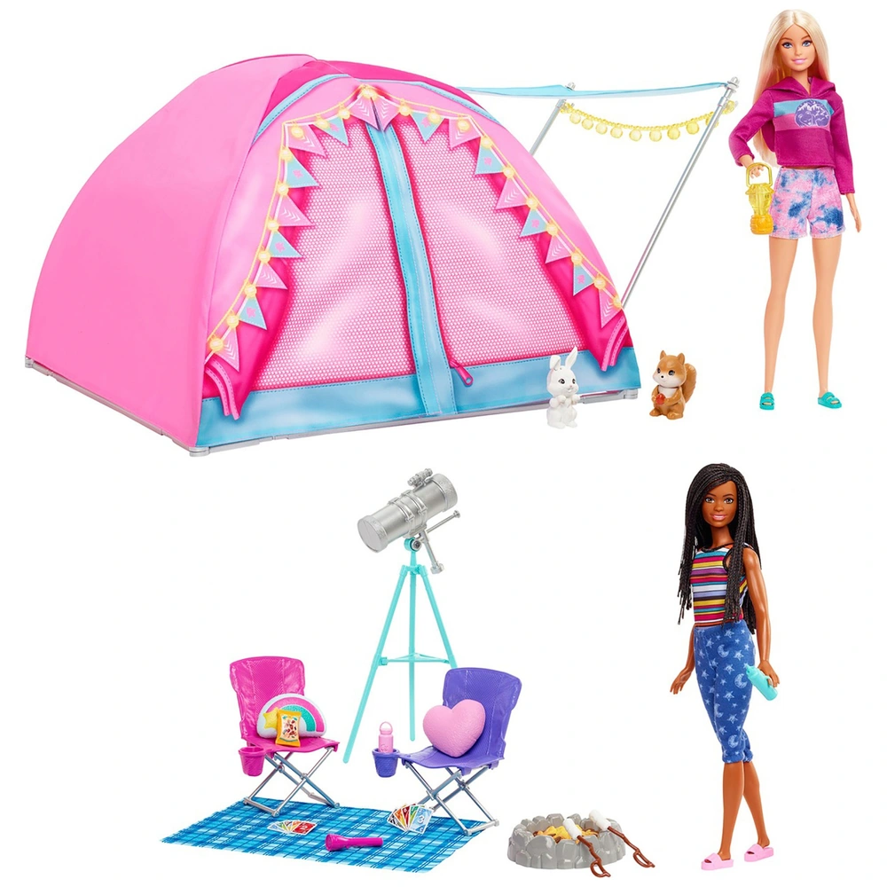 Barbie Let's Go Camping Tent Playset with Dolls Smyths Toys UK