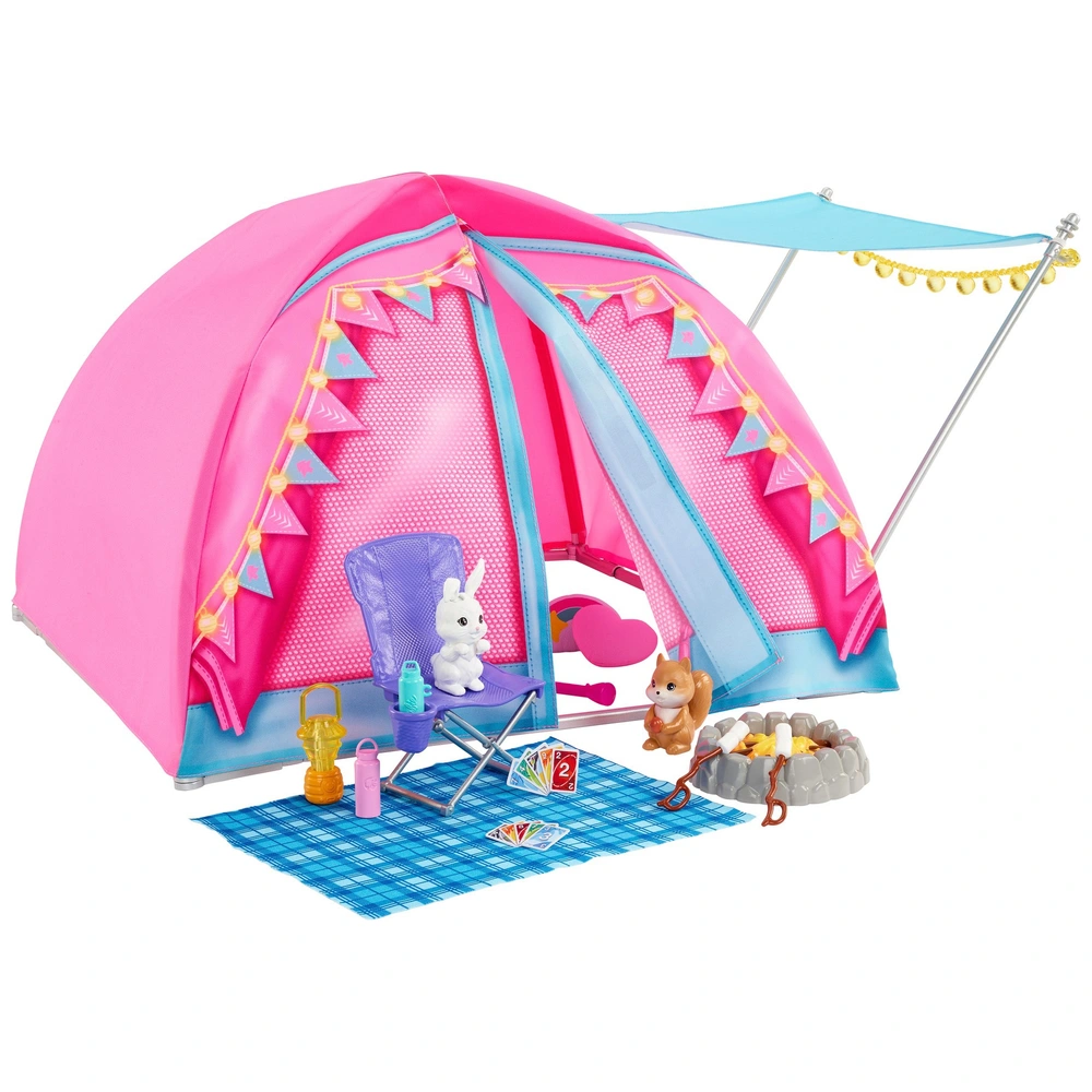Barbie Let's Go Camping Tent Playset with Dolls Smyths Toys UK