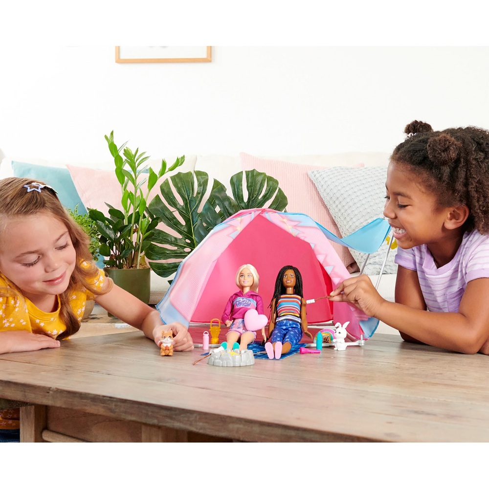 Barbie Glamping Camping Tent and Dolls Playset