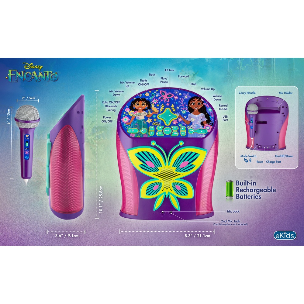 iHome Disney Encanto Bluetooth Karaoke Machine with EZ Link Technology