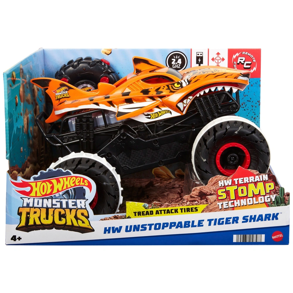 Hot Wheels Monster Trucks 1/15 Voiture Télécommandée Tiger Shark