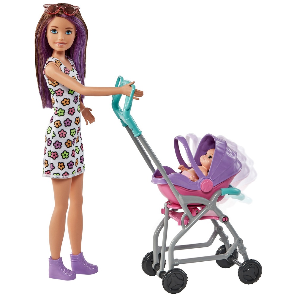 Veraangenamen muis snorkel Barbie Skipper Babysitter pop met kinderwagen | Smyths Toys Nederland