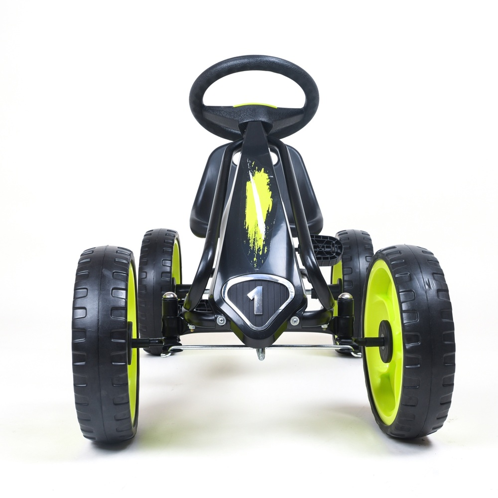 Go Kart für Kinder mit großen Reifen schwarz/lime-grün
