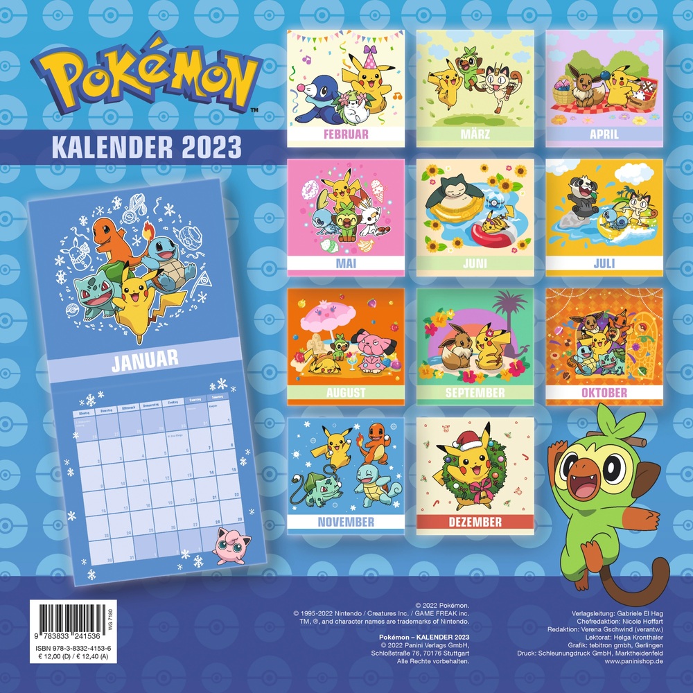 Pokemon Kalender 2023 aufklappbarer Wandkalender Galar-Region  Smyths 