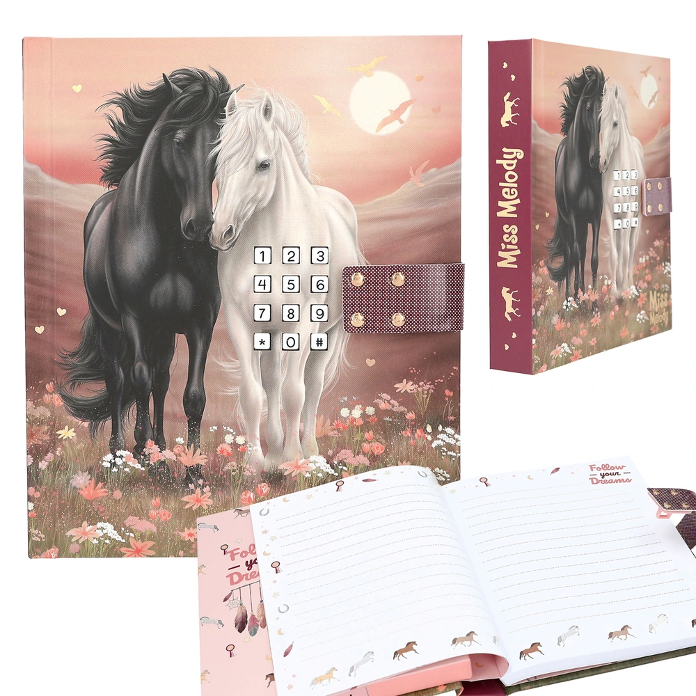 Journal Intime en rose avec motif de chevaux et détails dorés - Loisirs créatifs