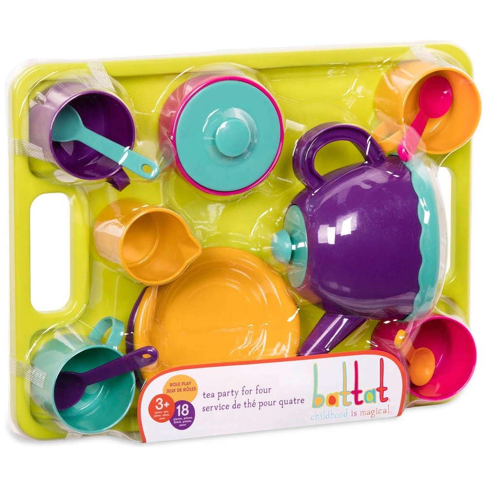 Casdon – Set De Thé – 36 Pièces – Théière, Tasses, Assiettes, Couverts, Gâteaux – Jeu De Rôle Réaliste – Dès 3 Ans – En Plastique Durable