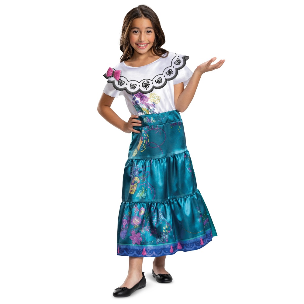 Enfant Encanto Mirabel fille cosplay Disney costume princesse robe fete bal  cadeau d'anniversaire avec Sac Frusde-Taille 140