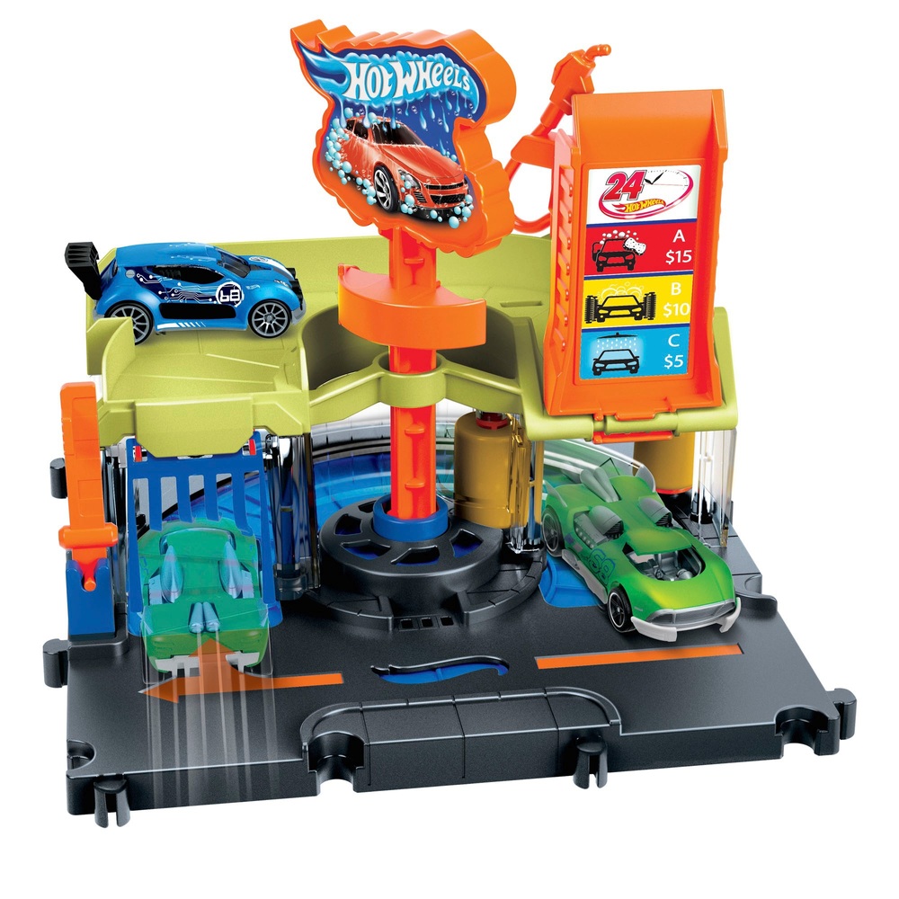 Hot Wheels City Mega Car Wash Playset with 1 Toy Color Shifters Car in 1:64  Scale 