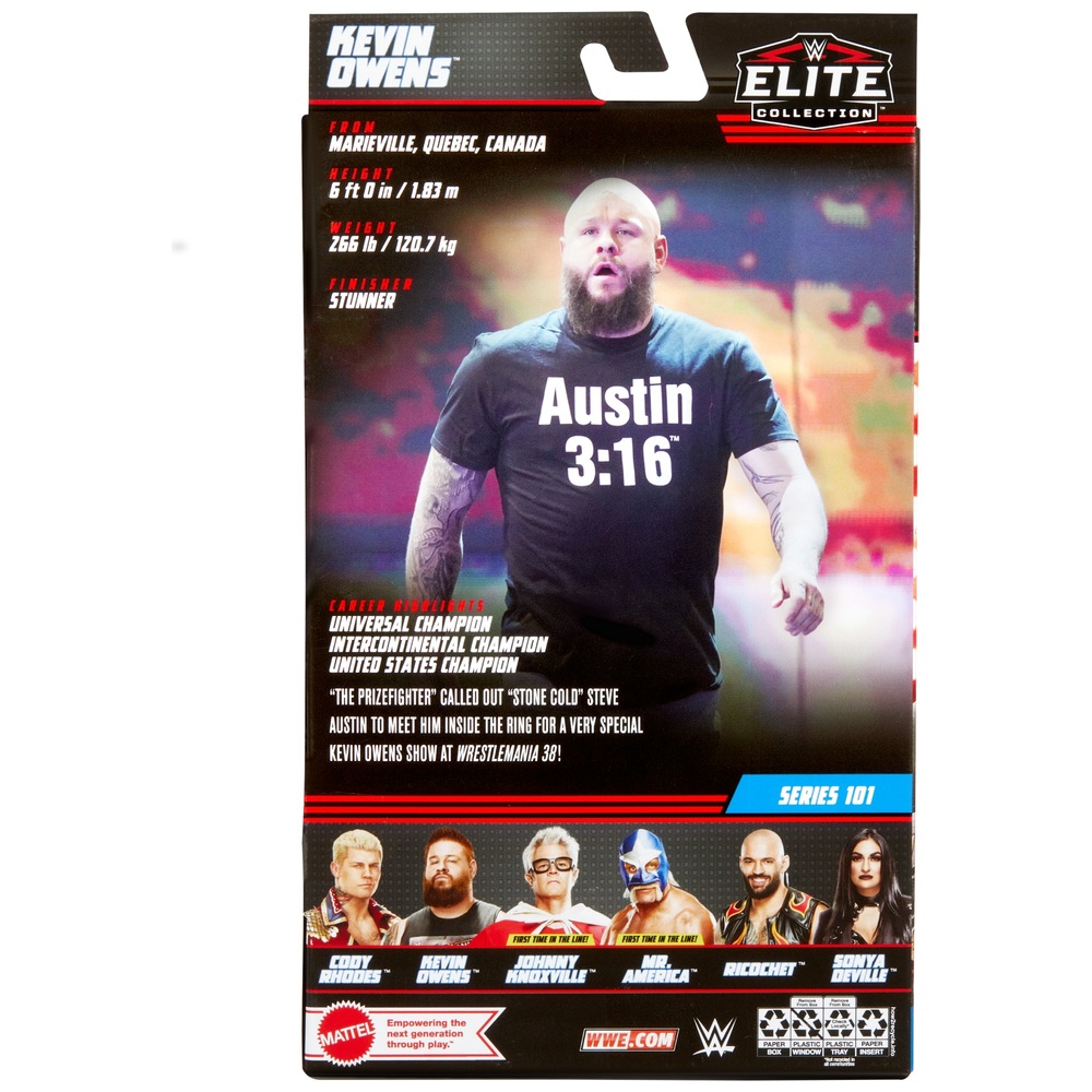 WWE Figurine Articulée Kevin Owens De La Collection Élite Avec Acce