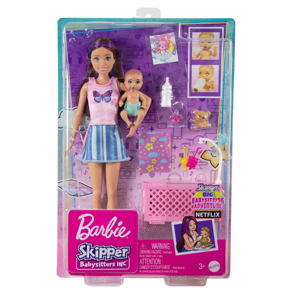 Brullen Intimidatie domesticeren Barbie Skipper Babysitters Inc. Sleepy baby en Skipper set | Smyths Toys  Nederland