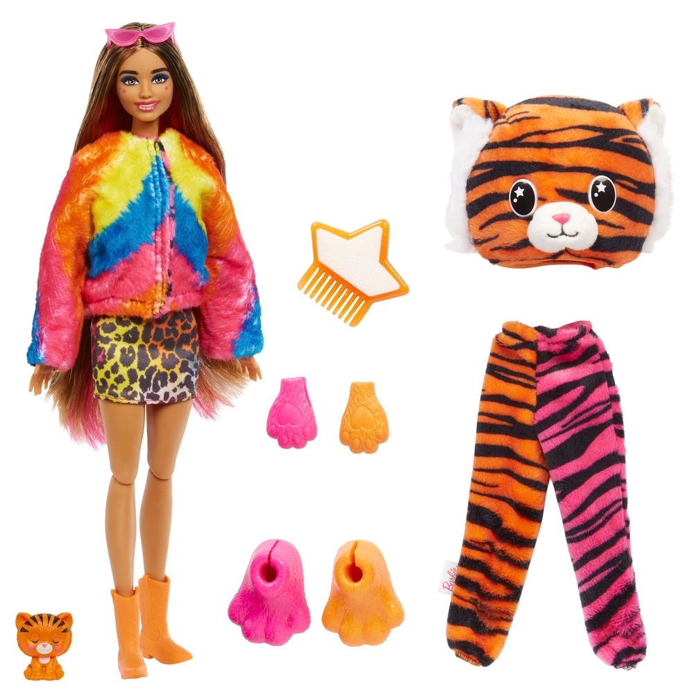 Barbie Cutie Reveal Doll with Tiger Plush Costume and 10 Surprises ...