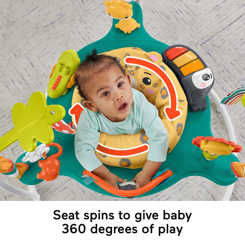 Fisher-Price Baby Bouncer Palm Paradise Jumperoo Activity Center With Music  Lights Sounds And Developmental Toys