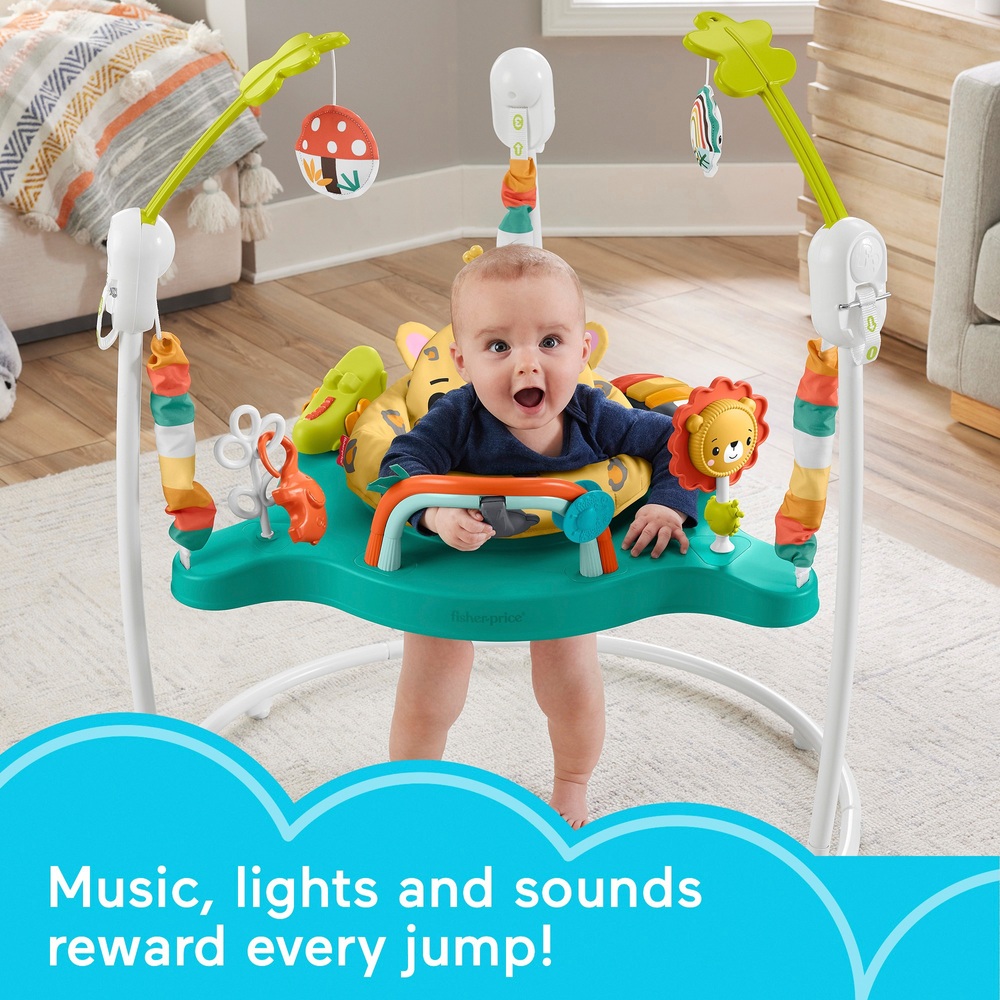 Fisher-Price Baby Bouncer Palm Paradise Jumperoo Activity Center With Music  Lights Sounds And Developmental Toys