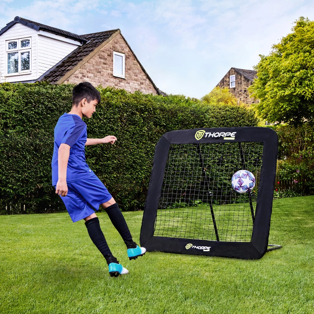 YRHome Voetbalrebound-net, 100 cm, voor voetbal, rebound-wand, verschillende balsporten, 5 verstelbare niveaus, opvouwbaar, stalen frame, aan beide zijden