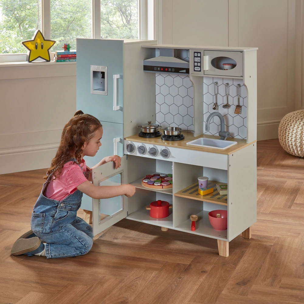 Kitchen Corner Deluxe Wooden Play Kitchen with Accessories Green