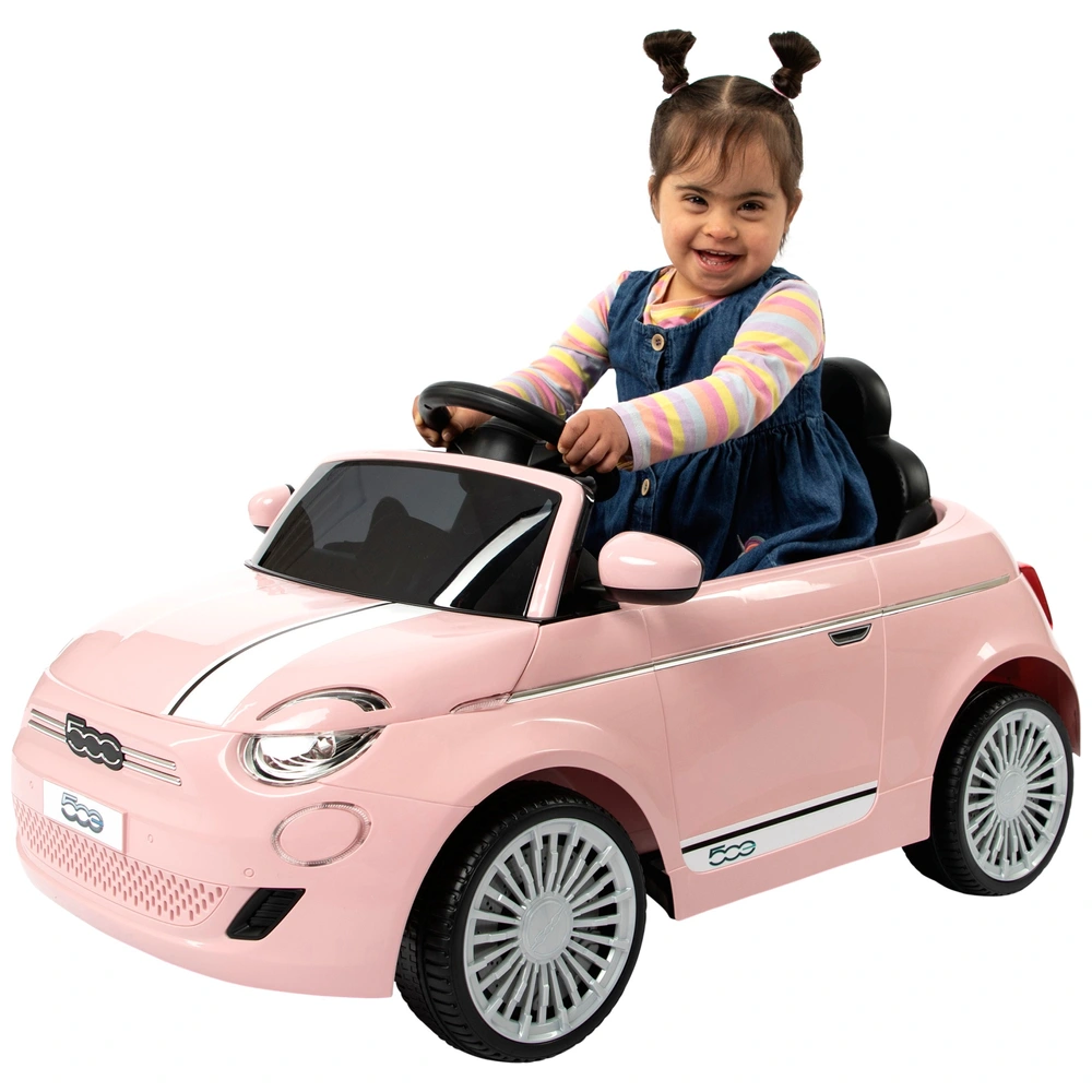 Fiat 500e Car 6V Electric Ride On Pink Smyths Toys UK