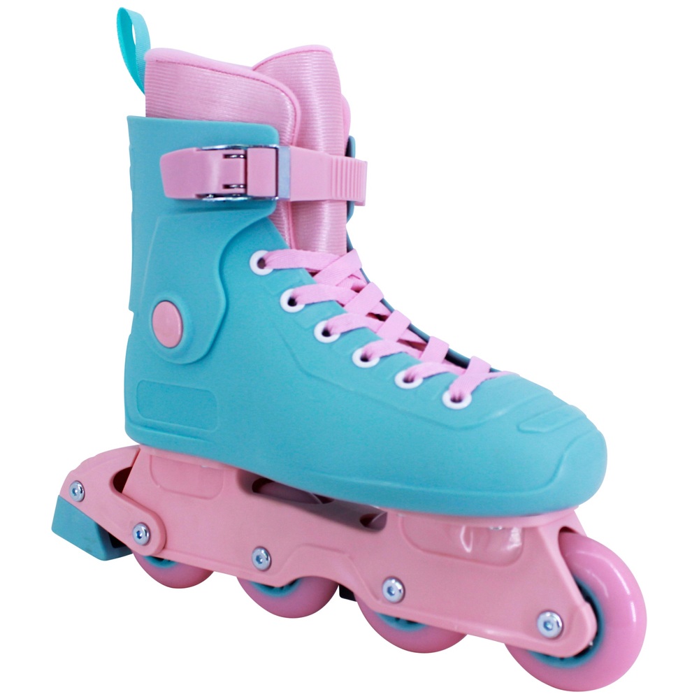 Rollers rose et bleu avec deux petites roues arrière pour filles • Petites  Pirates