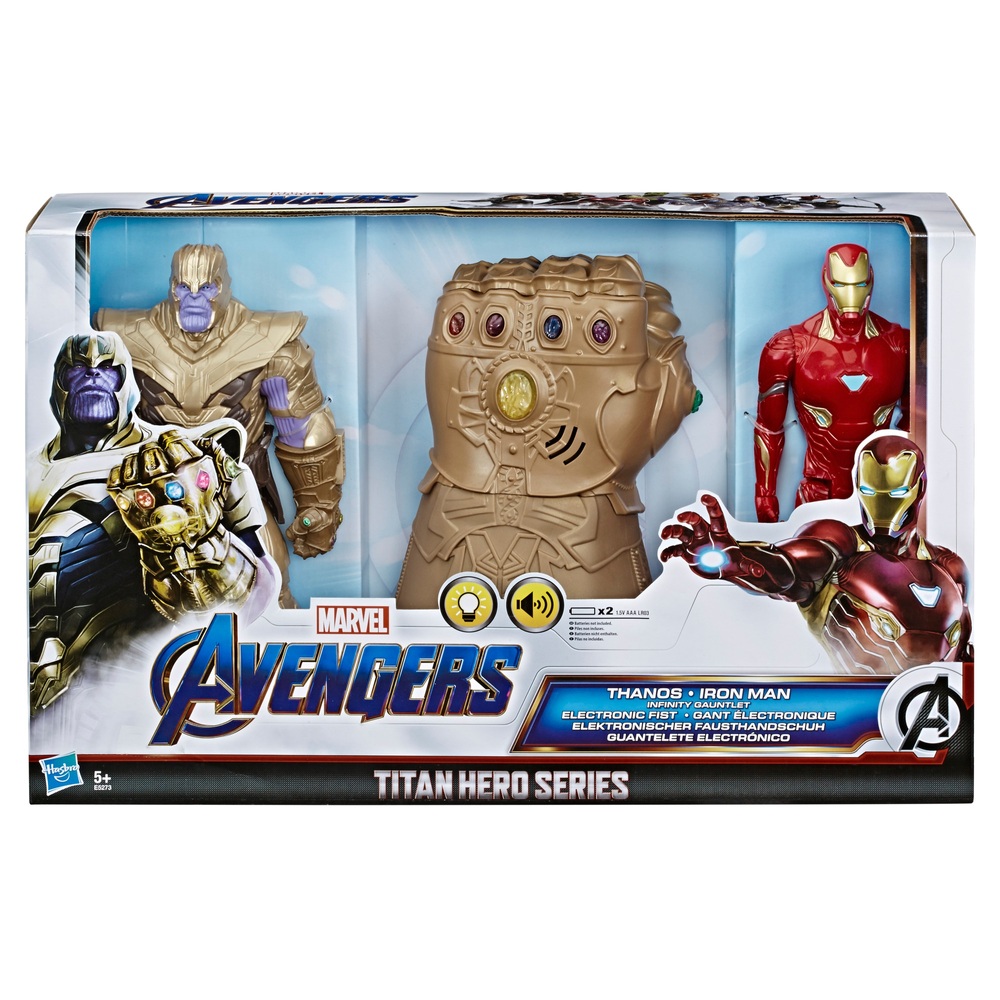 Marvel - Avengers Pack Figurines Thanos et Iron Man avec Gant Électronique