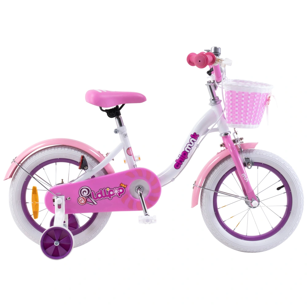 14 Zoll Kinderfahrrad Chipmunk Lollipop mit Stützrädern pink/weiß 