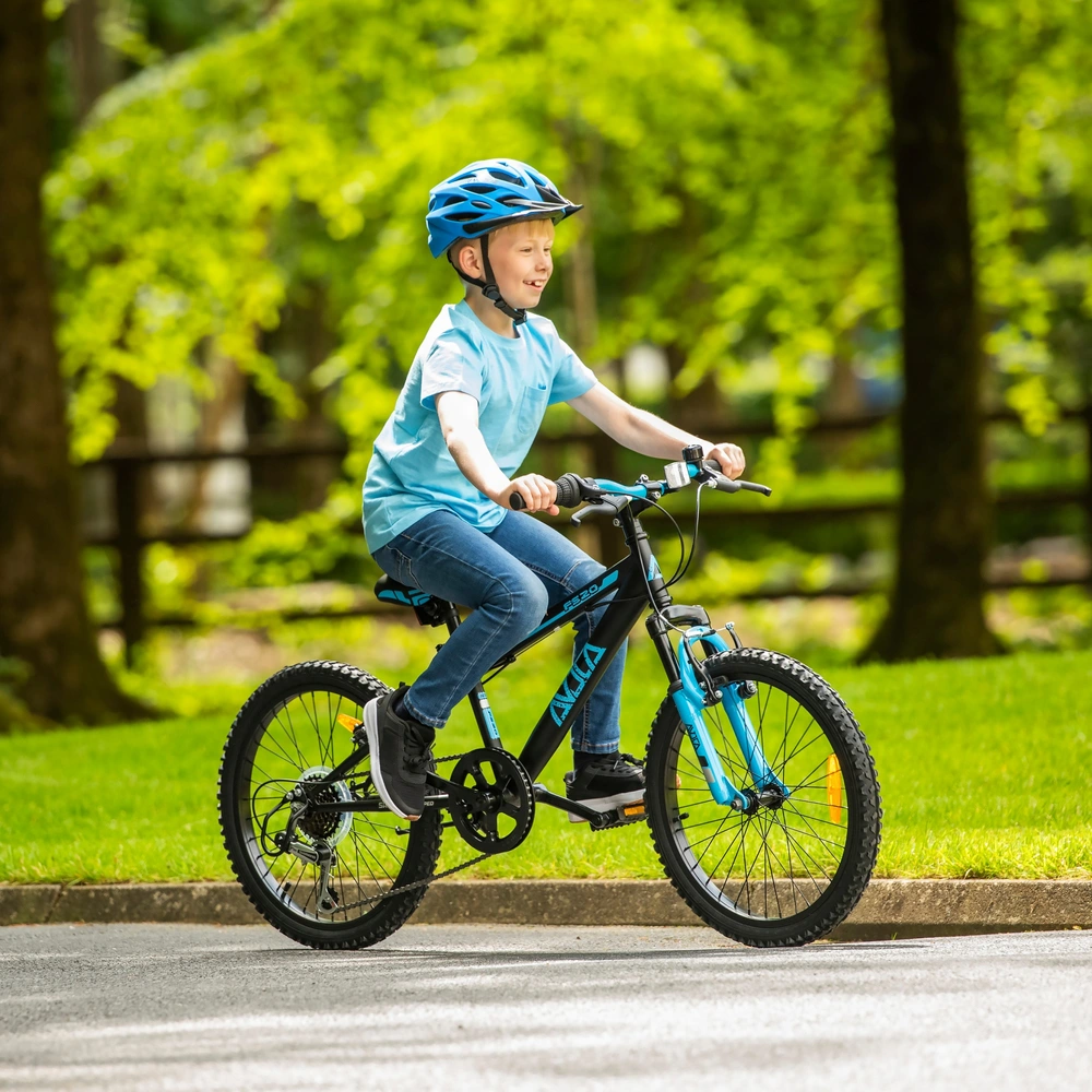 20 Zoll Kinderfahrrad Ab 5 Jahren  MTB Mountainbike Mit V-Brake &  Federgabel, Grn/Rot Fahrrad Mit V-Brake Federgabel