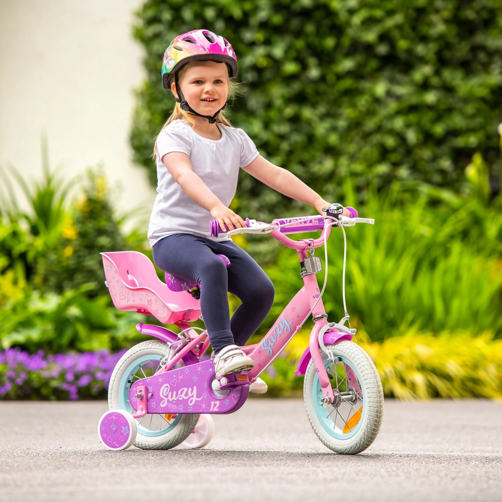 12 Zoll Kinderfahrrad Suzy mit Stützrädern rosa | Smyths Toys Schweiz