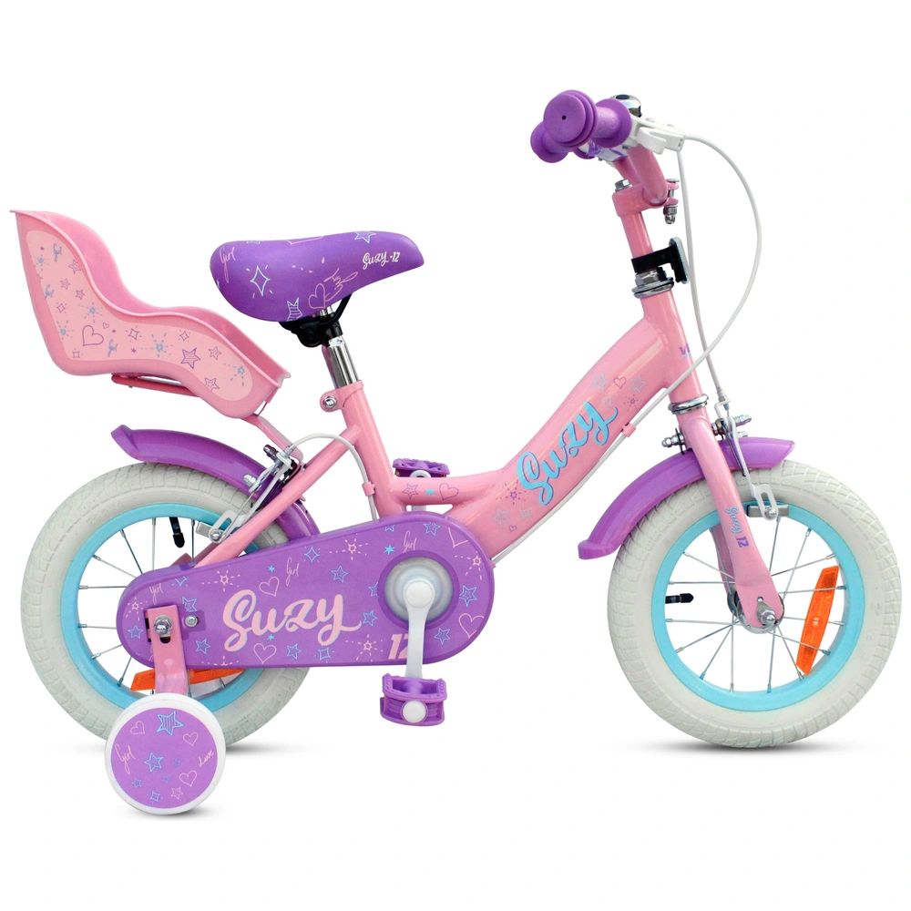 12 Zoll Kinderfahrrad Suzy mit Stützrädern rosa | Smyths Toys Schweiz