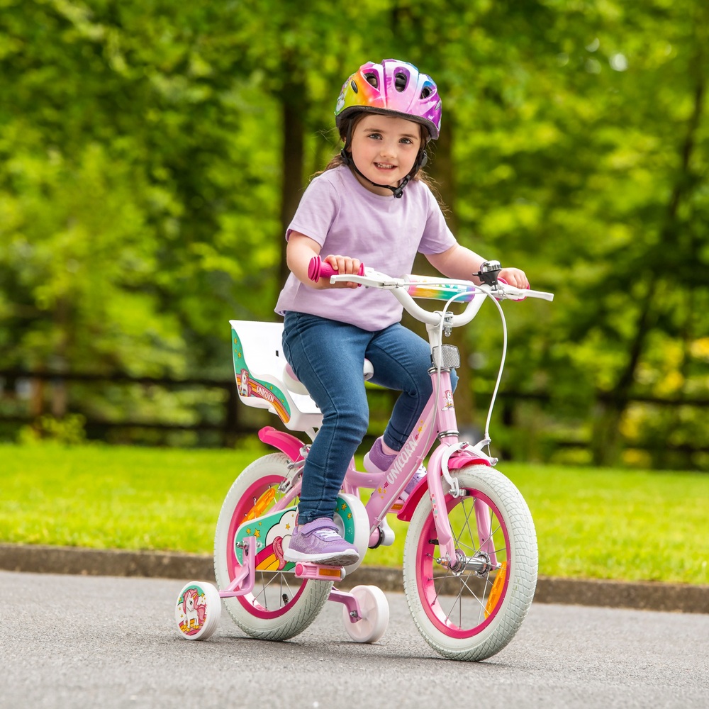 14 Zoll Kinderfahrrad Verve Einhorn mit Stutzradern pink Smyths Toys Deutschland