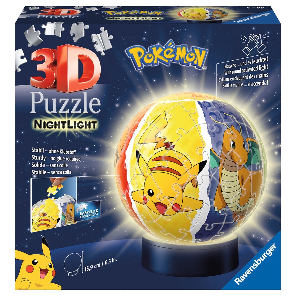 spelen Wens Geestig Ravensburger 3D Puzzelbal Nachtlampje Pokémon | Smyths Toys Nederland