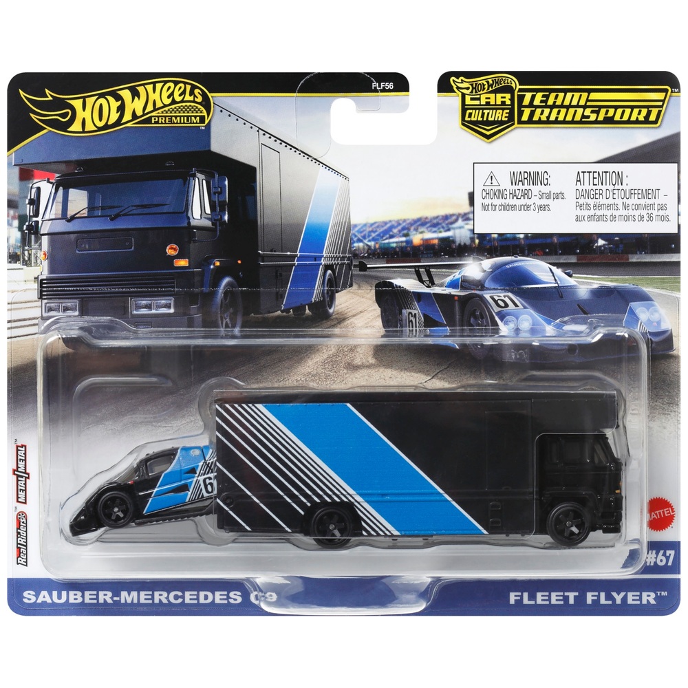 Hot Wheels Team Transport Fleet Flyer Truck & Sauber Mercedes C9 1:64 ...