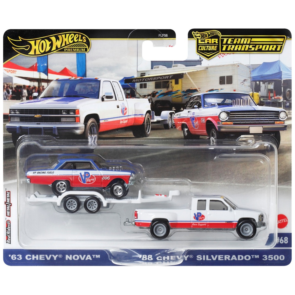 Hot Wheels Team Transport '88 Chevy Silverado 3500 und '63 Chevy Nova 1 ...