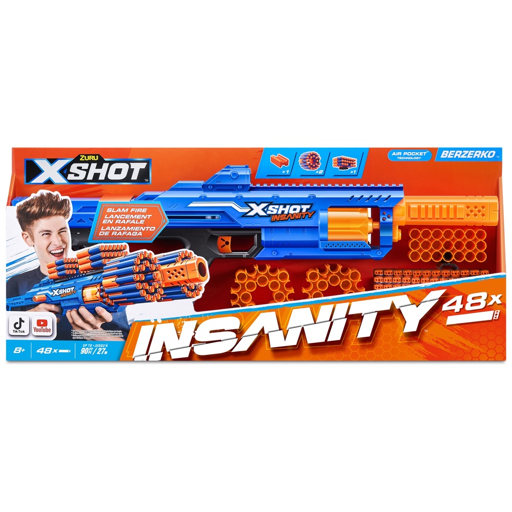 XShot Insanity Manic Blaster Dual Pack by ZURU with 48 Darts Air Pocket  Techn