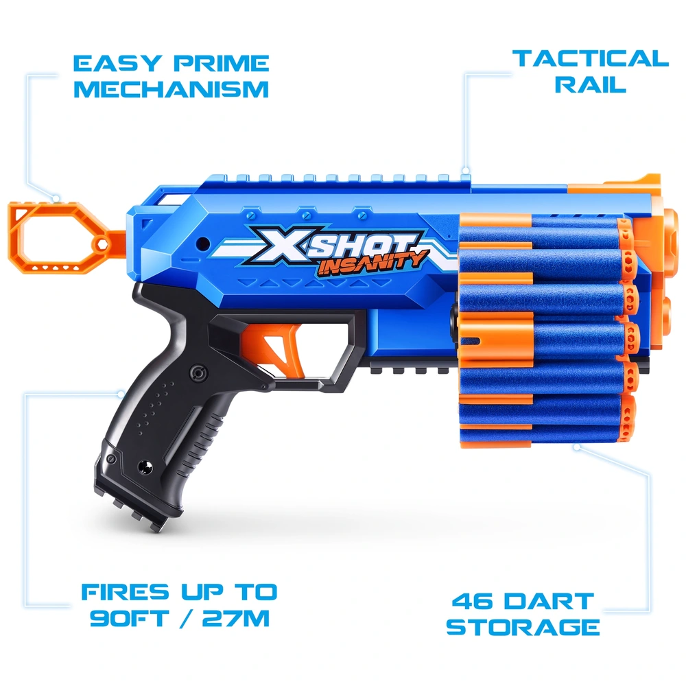XSHOT by ZURU Insanity Manic Blaster with 24 Darts | Smyths Toys UK