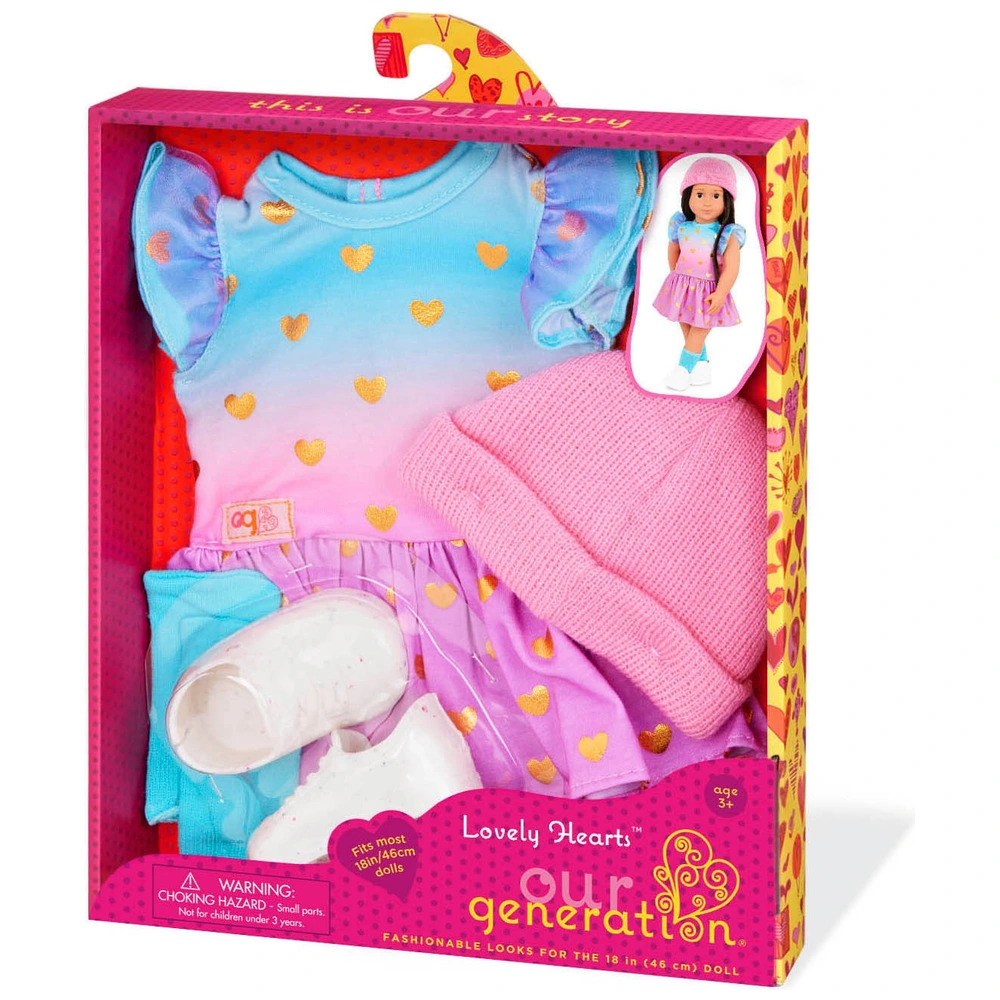 Our Generation Clothes Heart-Print Dress Lovely Hearts Doll Outfit