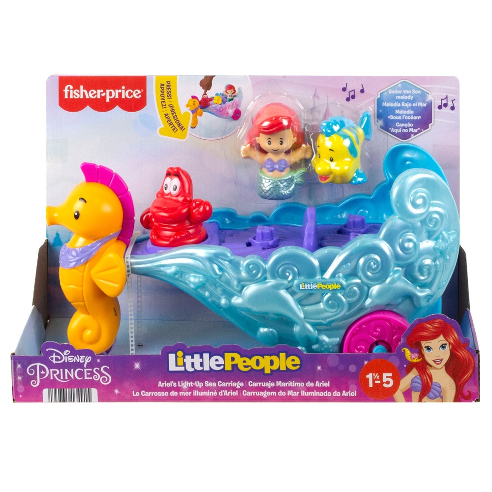 Fisher Price Disney Princess Little People Ariel s Light Up Sea Carriage playset Smyths Toys UK