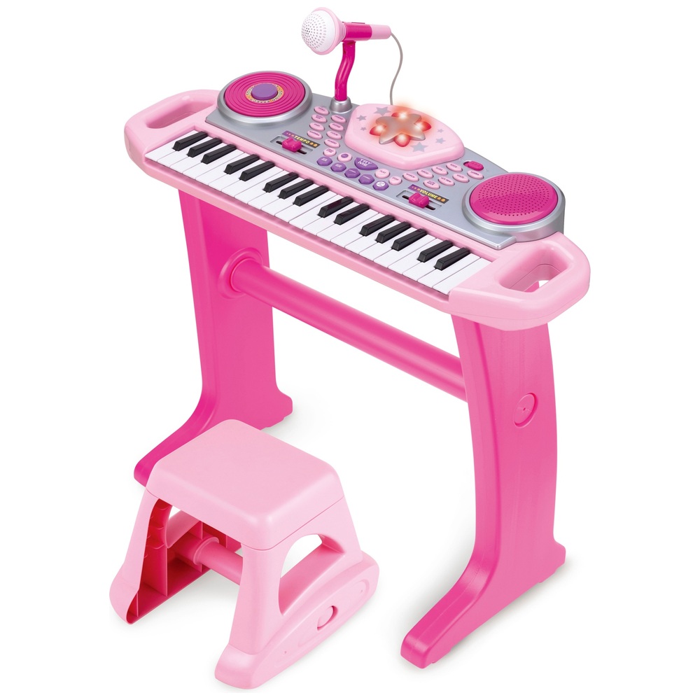 Piano électronique rose sur pied avec tabouret Music Star : King