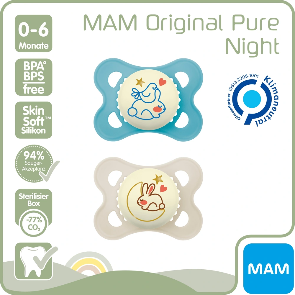 MAM Originele Night, fopspeen 16 maanden (set van 2), MAM fopspeen MAM Originele Night, fopspeen 16 maanden (set van 2), MAM fopspeen