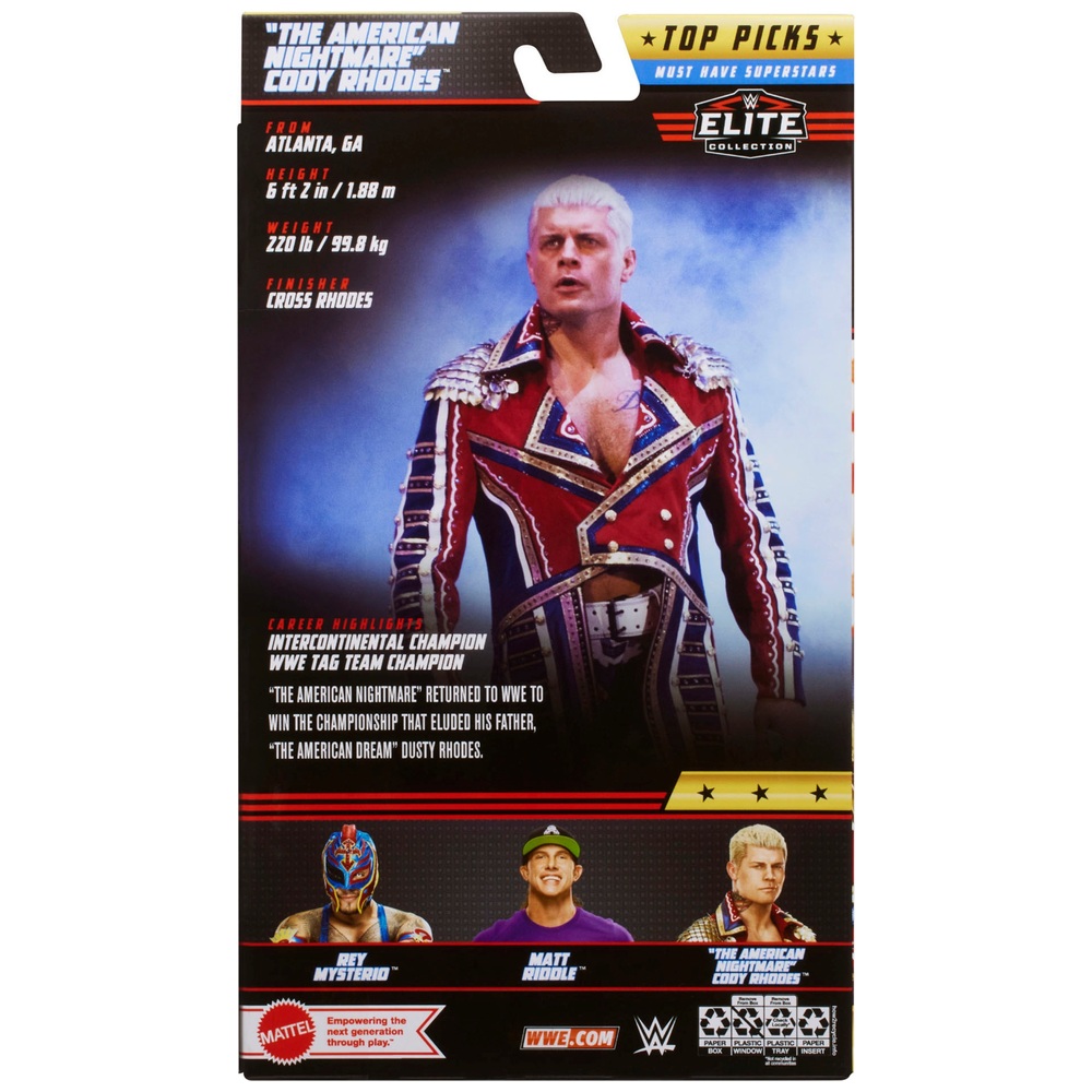 WWE Elite Collection - Action Figure Cody Rhodes 15 Cm Con Accessori E Mani Intercambiabili, Collezionabile